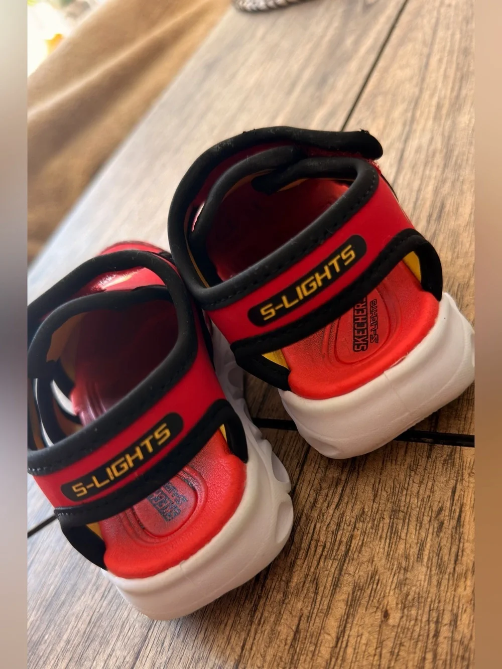 Skechers Kids' Red Racing Sandals - Lightweight Slip-On child size 7 light up!